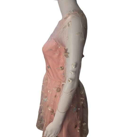 Womens Dress Sz M Embroidered Mesh Overlay Balletcore Soft Girl 1950s Retro - Picture 4 of 11